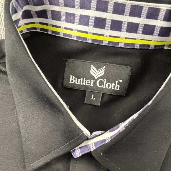 Buttercloth Shirt Adult Large Black Button Up Long Sleeve Active Casual Men's - Picture 9 of 14